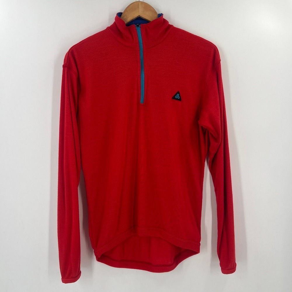 90s Nike ACG‎ Thermax 1/4 Zip M Red Gorpcore Ski Layer Made in USA